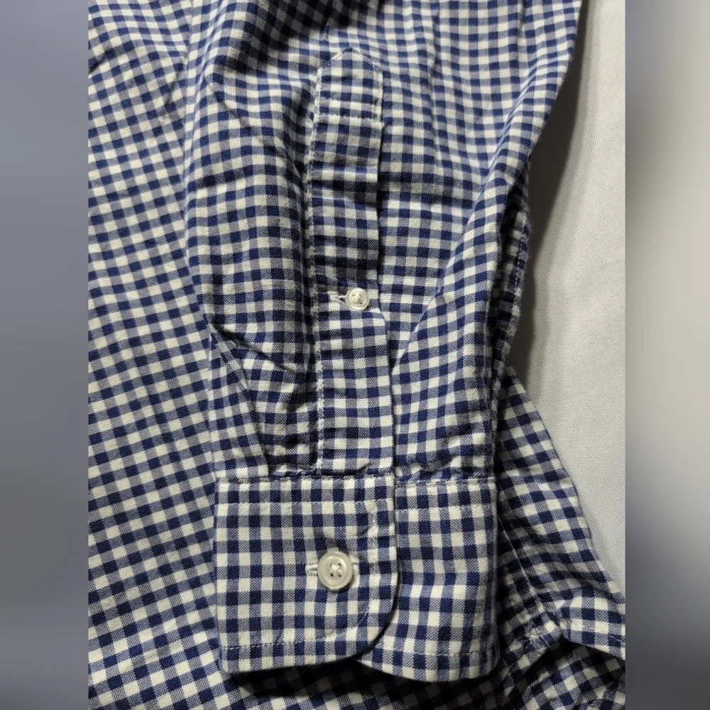 J. Crew Blue and White Casual Button Down Shirt with Gingham Pattern